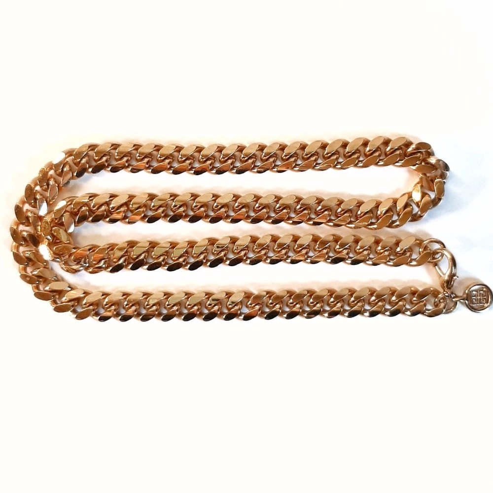 Givenchy Gold Tone Flat Cuban Curb Chain Necklace